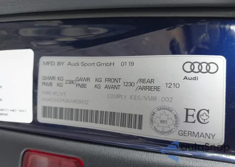 2019 Audi Rs 5 2.9T z USA, uszkodzony, nr VIN WUACWCF53KA903422